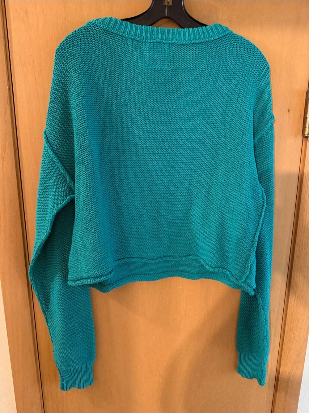 We the Free Free People Women’s Inside Out Cropped Crewneck Sweater Teal XS